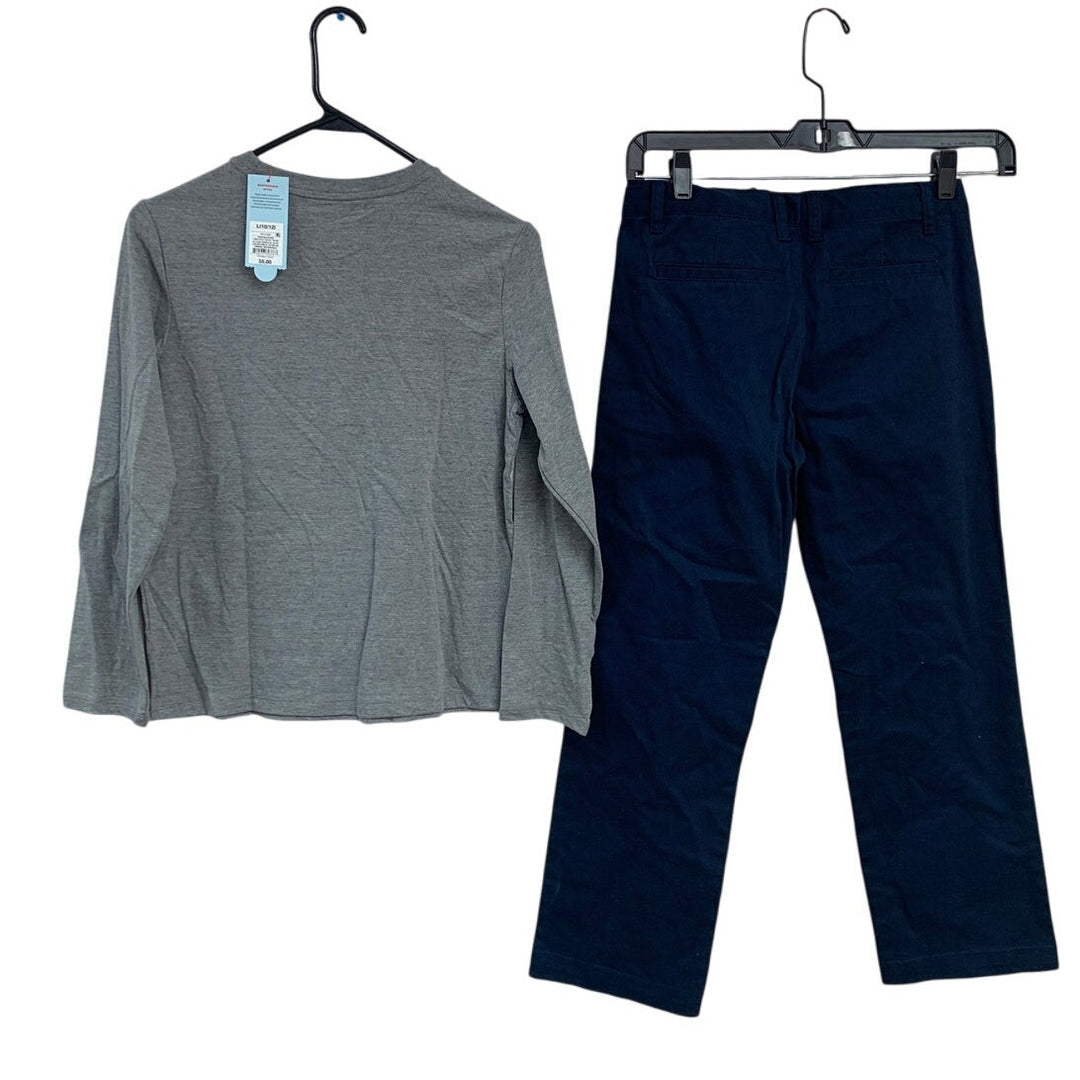 2 New Cat &amp; Jack Boys Large (10/12) Long Sleeve T Shirt Straight Huskey Pants