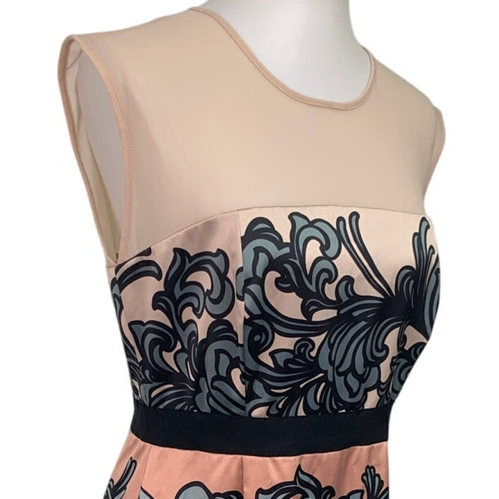 New York &amp; Co Womens Size 10 Sleeveless Sheer Yoke Floral Washable Sheath Dress