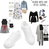 Adokoo Womens Size 7.5 White Faux Leather Classic Low Top Lace Up Sneaker Shoes