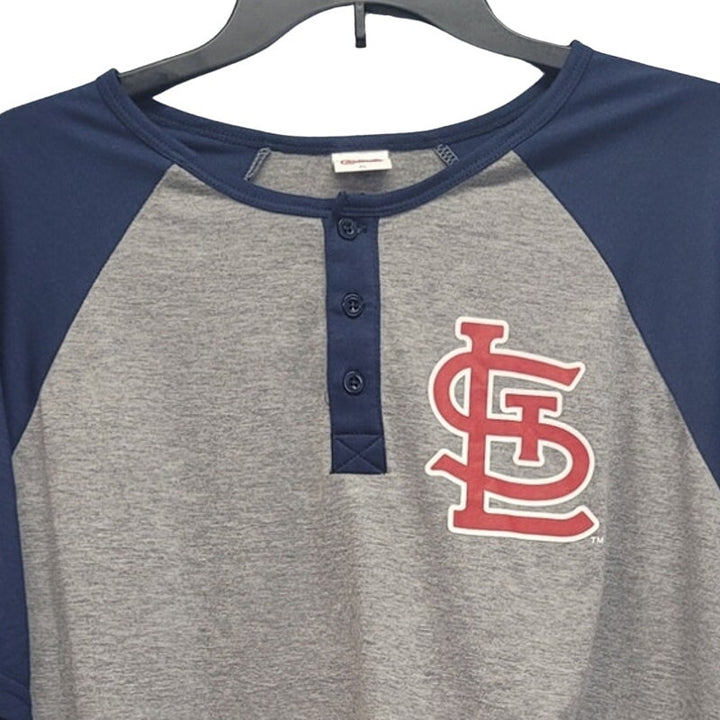 Cardinals Mens XL St Louis Cardianals Short Sleeve Crew Neck Henley Shirt
