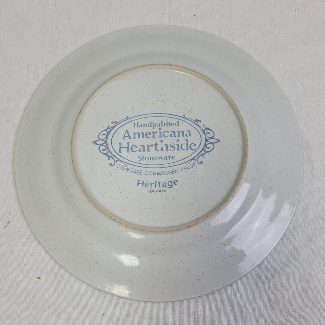 2 Vintage Pebble Stone American Hearthside Floral 10" Dinner Plates w Chip
