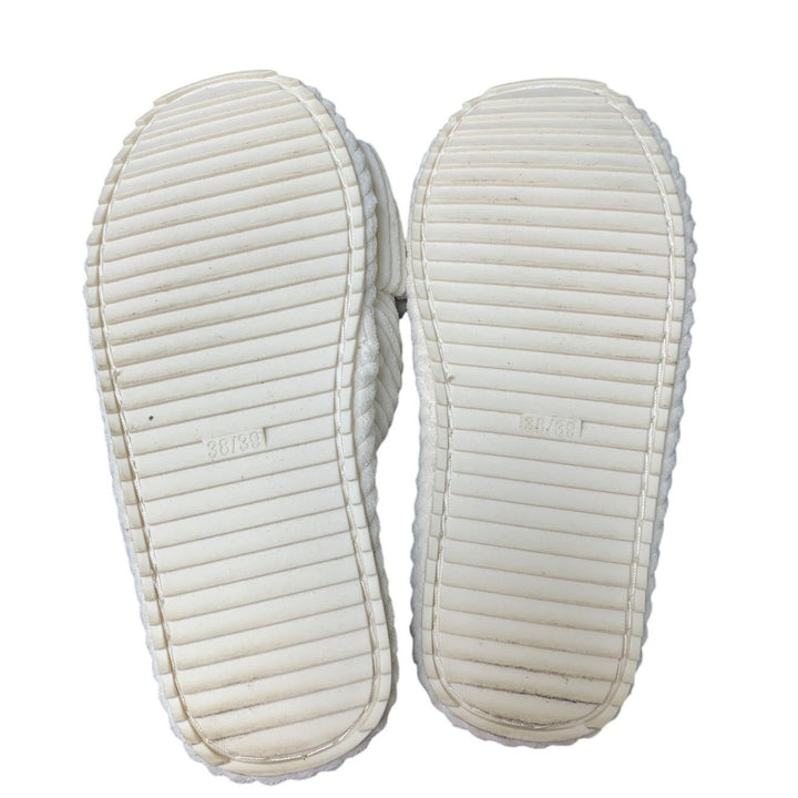 Goewy Womens Size 8 Cream Slide On Memory Foam Corduroy Soft Slipper Shoes