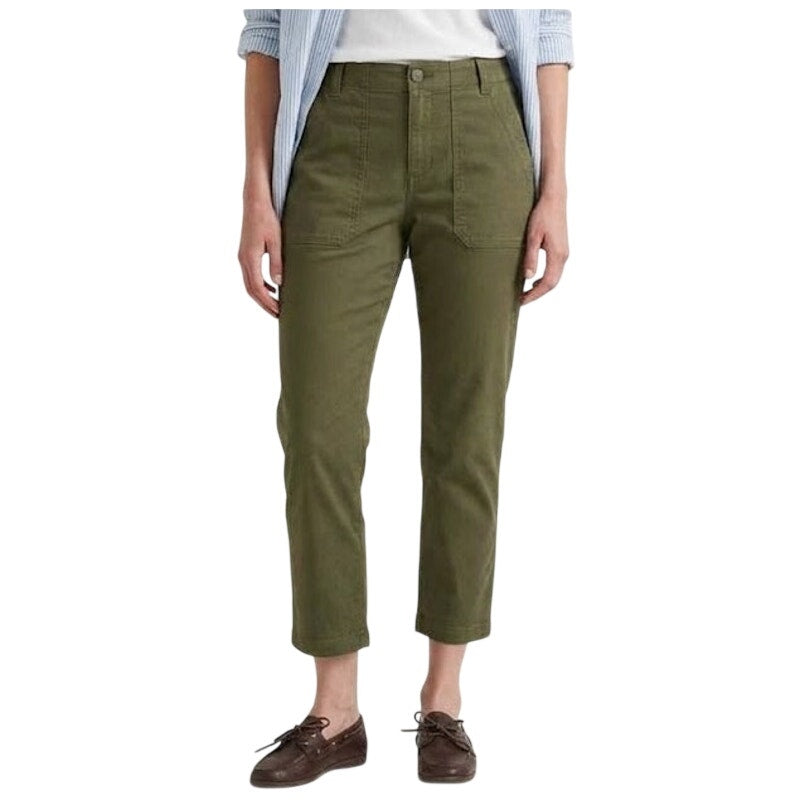 New Eddie Bauer Womens 8 Alder Green High Rise Utility Canvas Kick Crop Pants