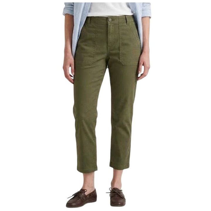 New Eddie Bauer Womens 8 Alder Green High Rise Utility Canvas Kick Crop Pants