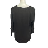 Worthington Womens Medium Sheer Tabbed Roll Up Sleeve V-Neck Polyester Blouse