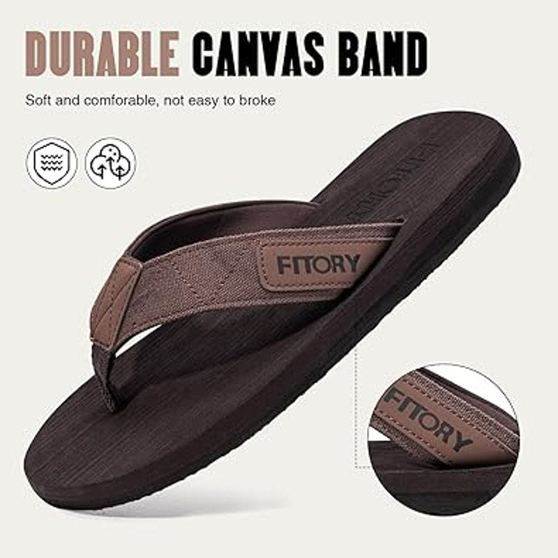 New Fitory Mens Size 11 Brown Cushioned Thong Slide On Flip Flop Comfort Sandals