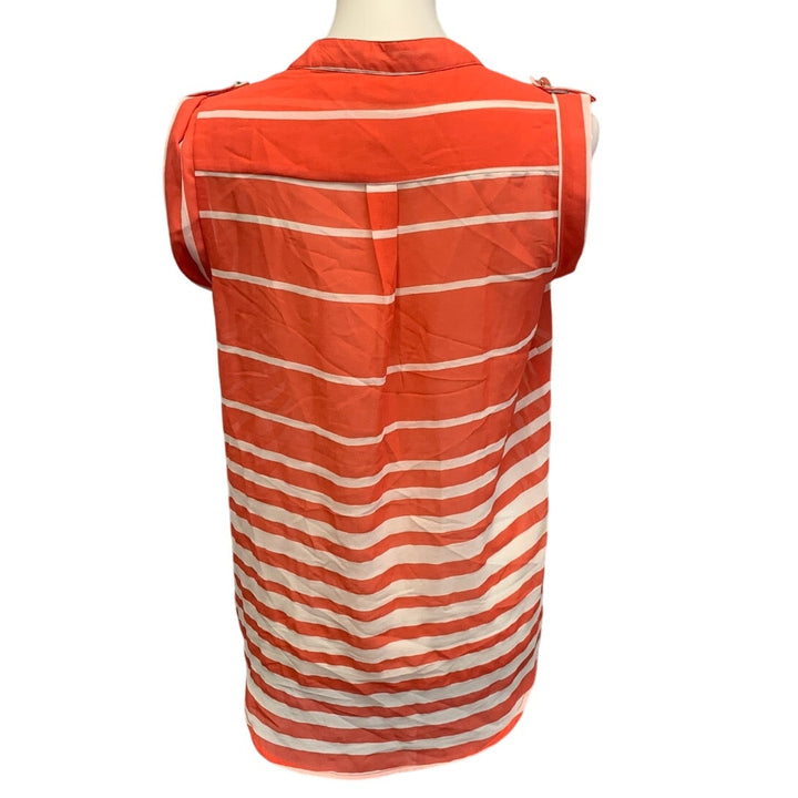 Antilia Femme Womens Small Sheer Striped Sleeveless Tank Top Blouse Shirt