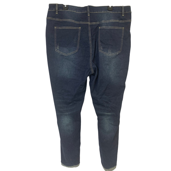 Womens Size 20W Blue Cotton Blend Whiskered Distressed Denim Blue Jeans