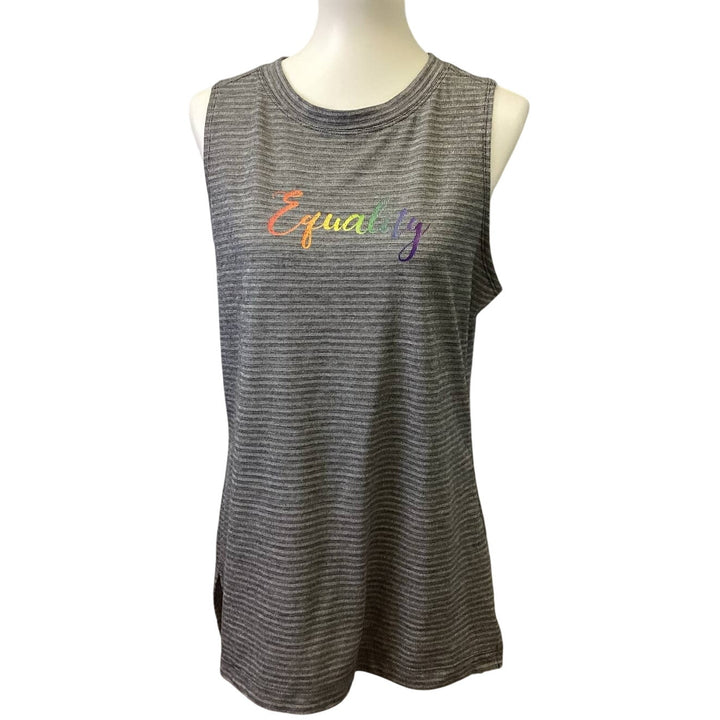 Hand Printed Upcycled Womens Large Equality Rainbow Pride Sleeveless Tank Top