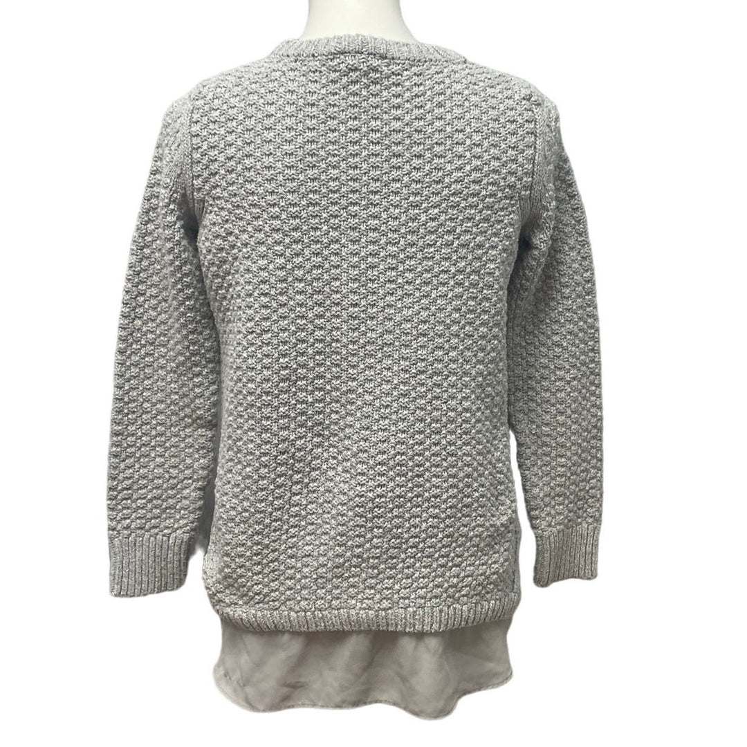 LOFT Womens Medium Long Sleeve Layered Look Shirt Tail Pullover Acrylic Sweater