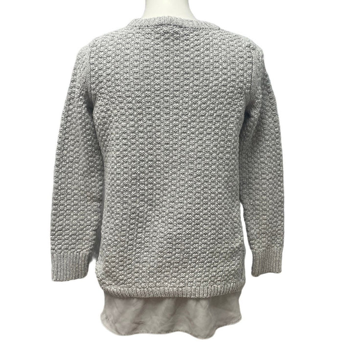 LOFT Womens Medium Long Sleeve Layered Look Shirt Tail Pullover Acrylic Sweater