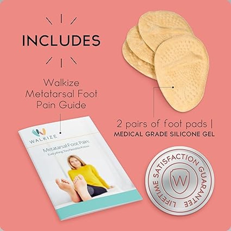 New Walkize Womens Dark Tan Self Adhesive Ball of Foot Cushions Shoe Insert Pads