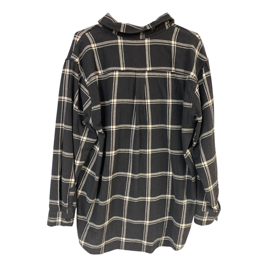 New Eddie Bauer Womens Medium Navy Ballard Flannel Long Sleeve Button Up Shirt