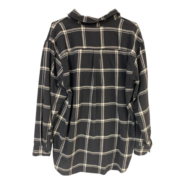 New Eddie Bauer Womens Medium Navy Ballard Flannel Long Sleeve Button Up Shirt