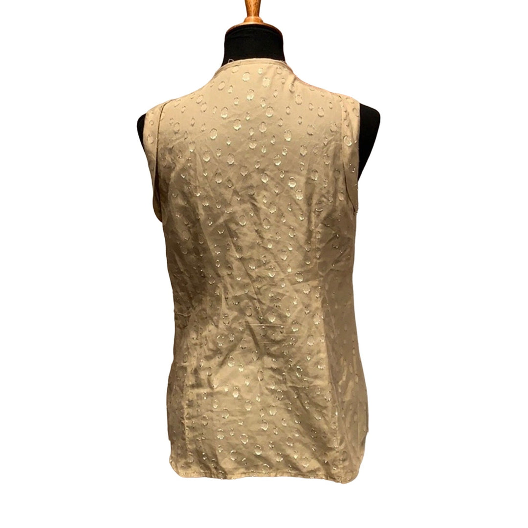 Ann Taylor Womens Size 6 Silk Blend Metallic Polka Dot Sleeveless Tank Top
