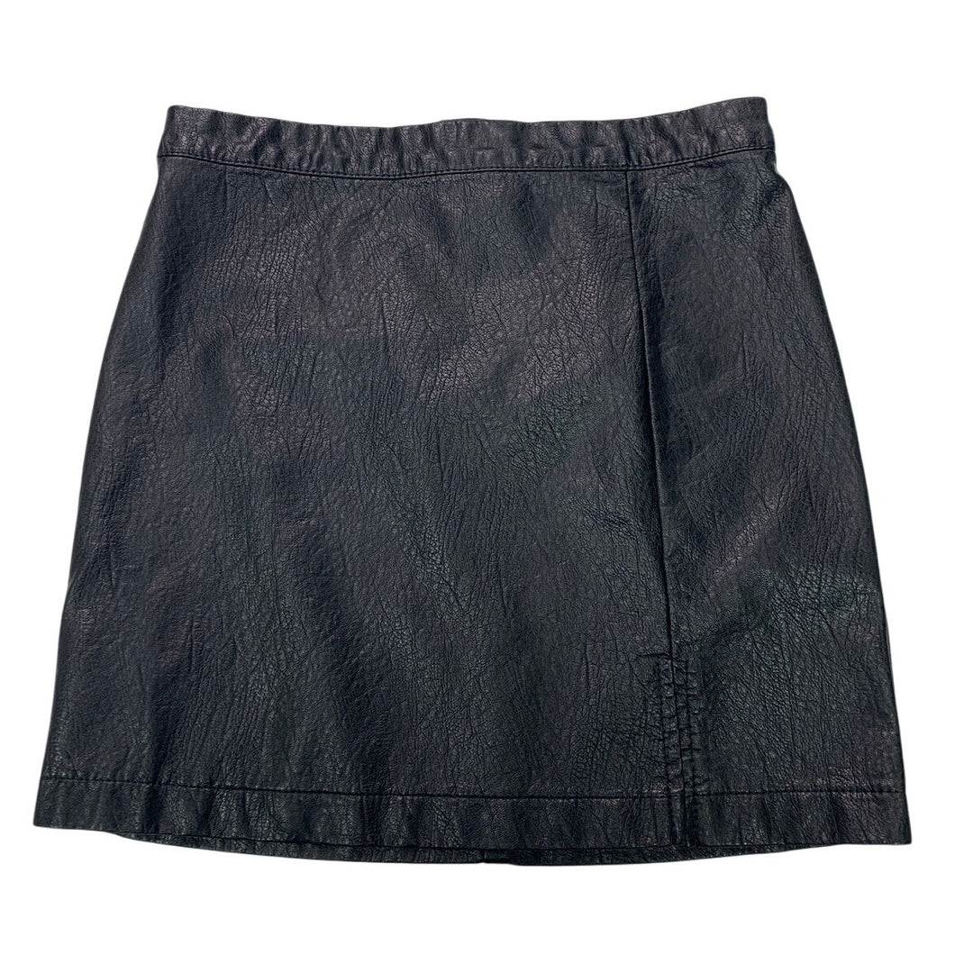 New Art Class Girls Medium (8) 100% Viscose Black Faux Leather Back Zip Skirt