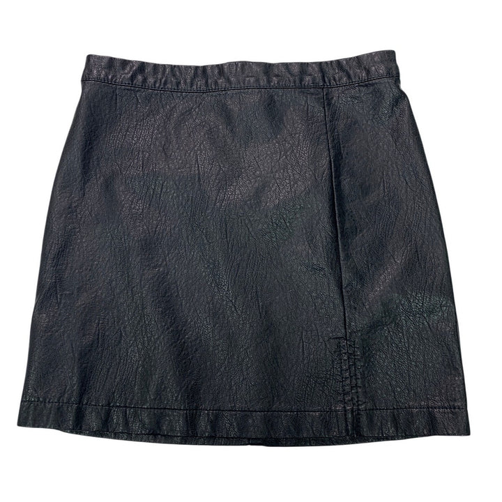 New Art Class Girls Medium (8) 100% Viscose Black Faux Leather Back Zip Skirt