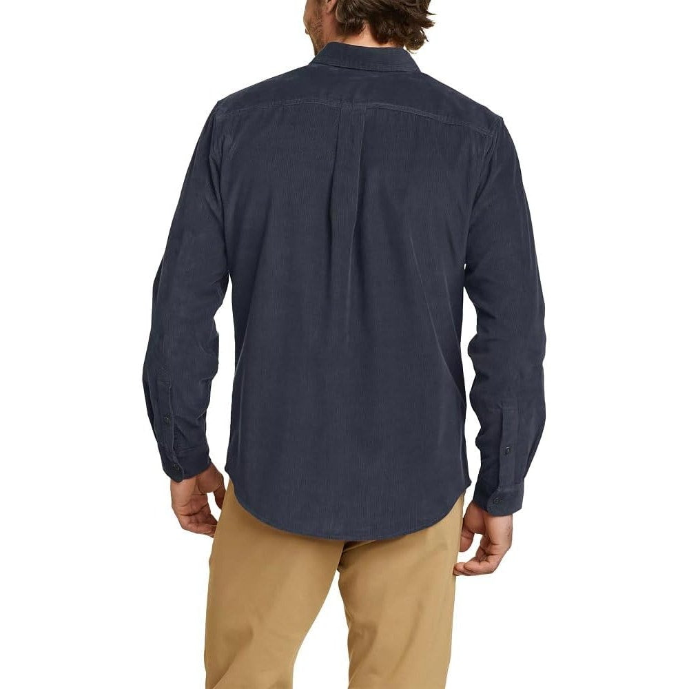 New Eddie Bauer Mens Storm Gray Long Sleeve 100% Cotton Corduroy Button Up Shirt