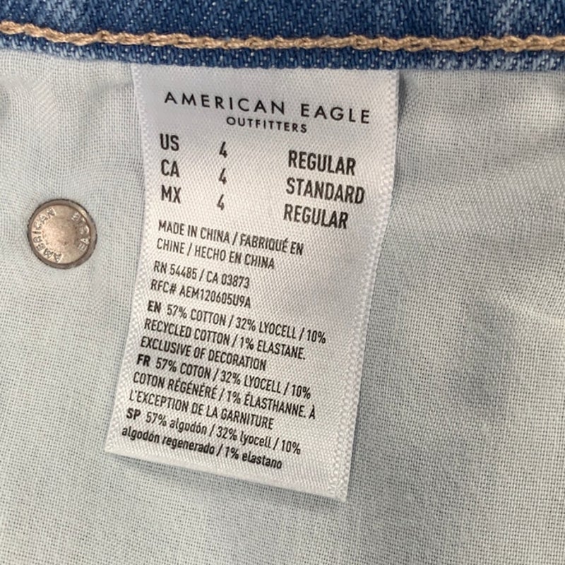 New American Eagle Womens Size 4 Regular Stretch 90s Skinny Denim Blue Jeans