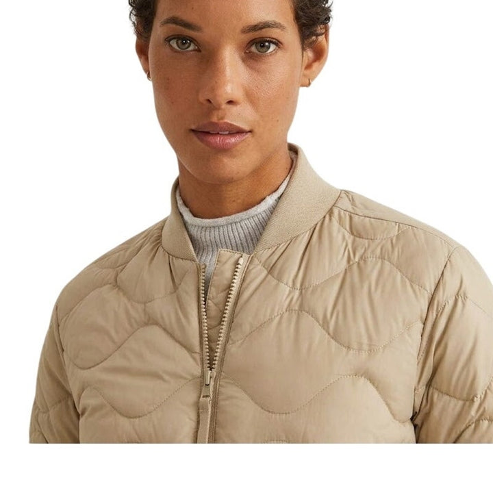New Eddie Bauer Womens XXL Beige Pumice Shaw 650 FP Down Puffer Bomber Jacket