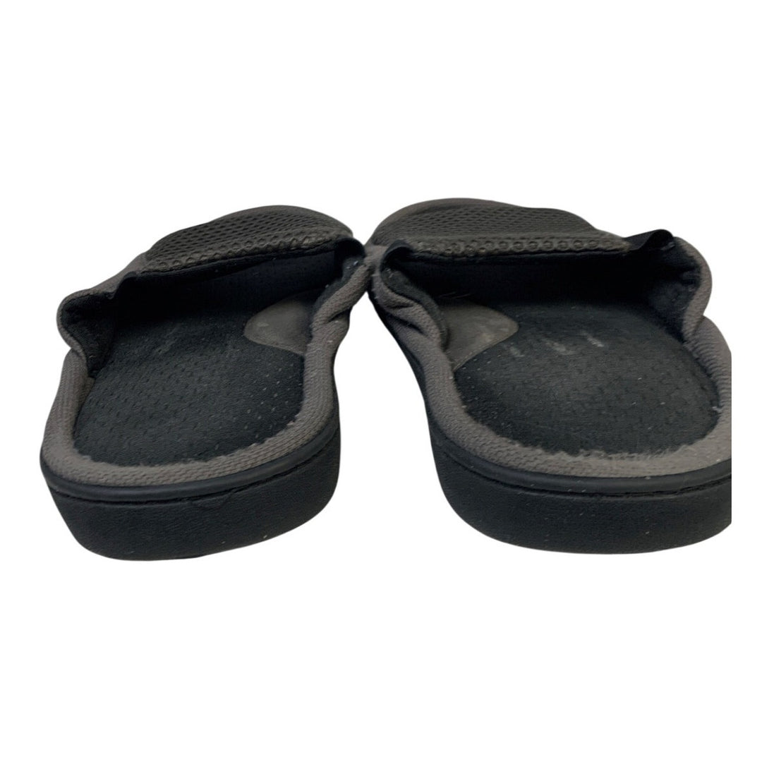 Longbay Mens Size 13-14 Gray Slippers Open Round Toe Slide On House Shoes