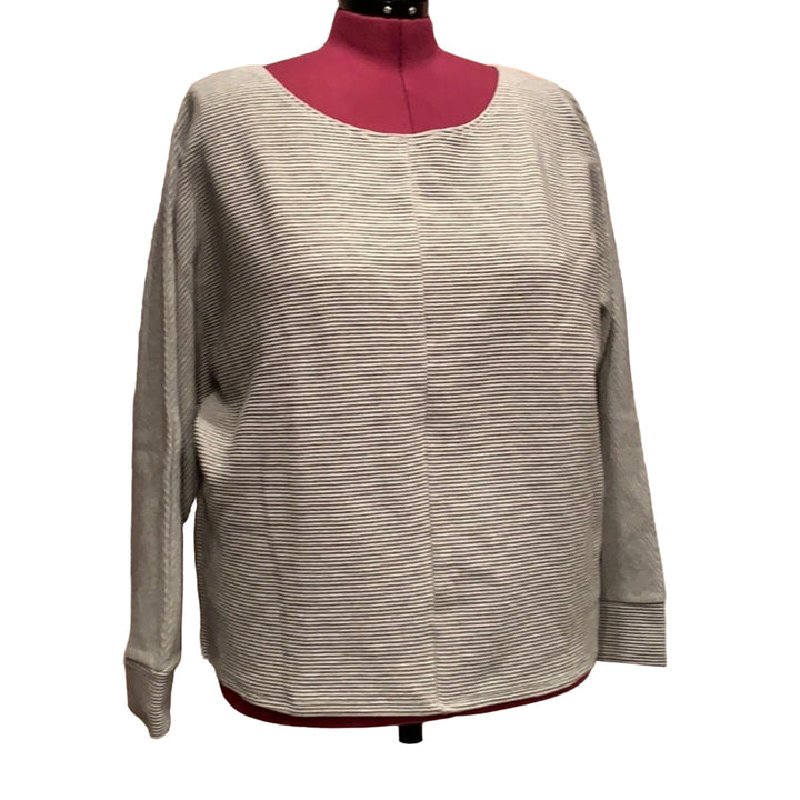 New Time and Tru 3X (22) Silver Ottoman Stitch Top Crop Length Ribbed Sweater