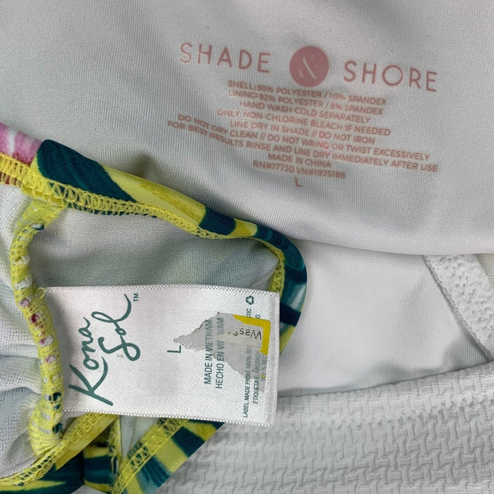 New Kona Sol Shade &amp; Shore Womens Large Tropical 2PC Bikini Swim Suit Swimsuit