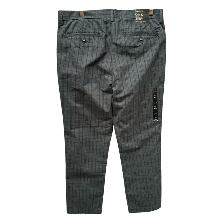 NWT New Banana Republic Mens 36X32 Aiden Fit Gray Plaid Flat Front Trouser Pants