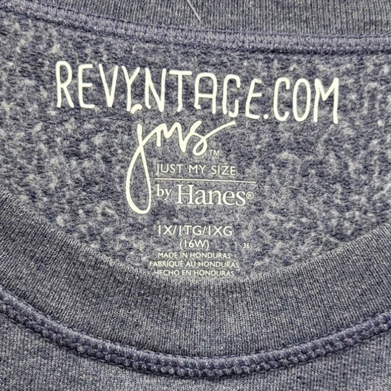 Hand Printed Upcycled Womens 1X PolyBlend Planet Earth Long Sleeve Sweatshirt