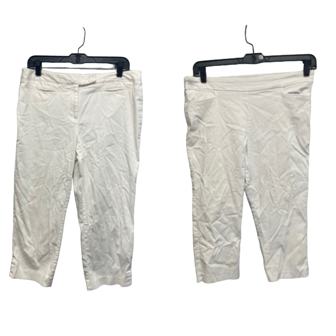 Simply Vera Time &amp; Tru Womens Large Cropped White Cotton Blend Capri Pants