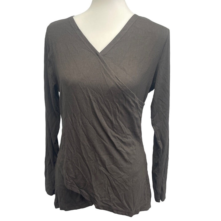 Shein Womens Medium Long Sleeve Lightweight Deep V Blouse Tee Shirt Top