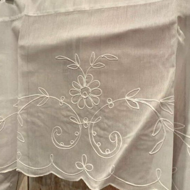 Kenneth Home Fashions Sandherr Swiss Made White Floral Embroidered Curtain Set