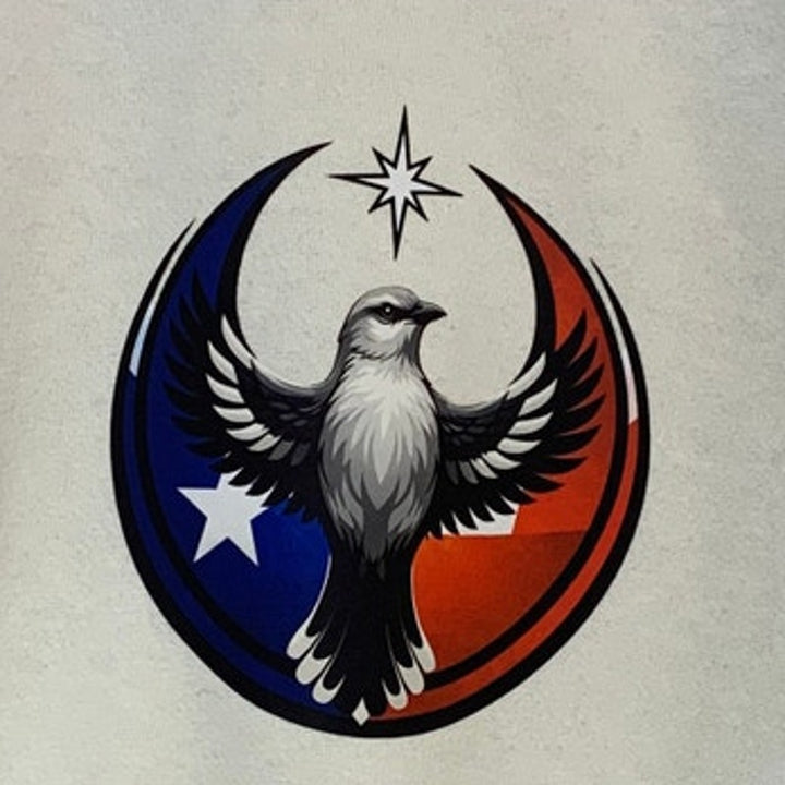 Upcycled Hand Printed Mens Large Texas Rebel Alliance Bird Anti-Ice Sweatshirt