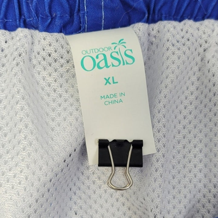 Outdoor Oasis Mens XL 100% Polyester Striped Drawstring Waist Lined Swim Shorts