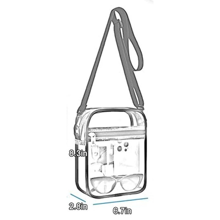 Uspeclare Red Trim Crossbody Zip Closure Clear Stadium Approved Purse Handbag