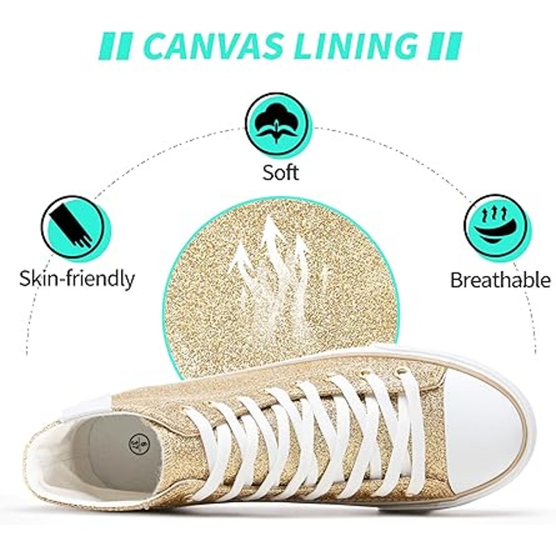 New Altocis Womens Size 9 Gold Glitter Platform High Top Lace Up Sneakers Shoes