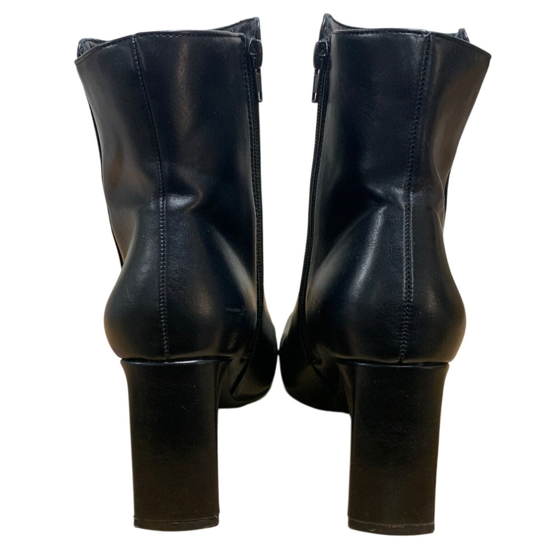 Mysoft Womens Size 6 Black 3" Heel Ankle Boots Closed Square Toe Side Zip Shoes