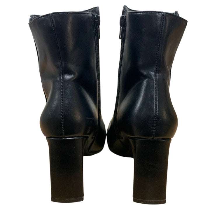 Mysoft Womens Size 6 Black 3" Heel Ankle Boots Closed Square Toe Side Zip Shoes