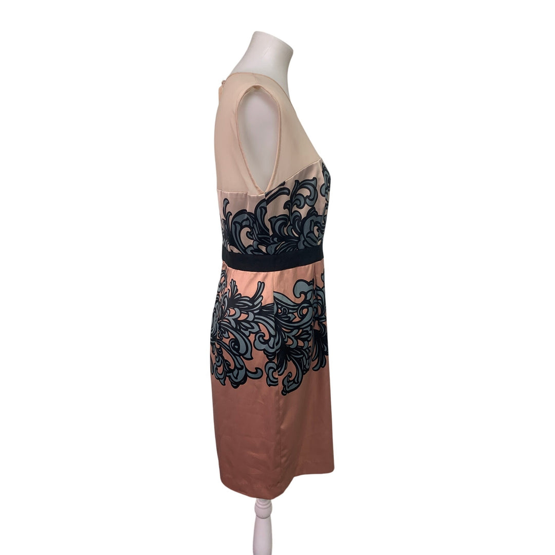 New York &amp; Co Womens Size 10 Sleeveless Sheer Yoke Floral Washable Sheath Dress
