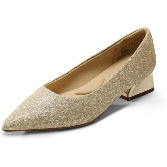 Dream Pairs Womens Size 9 Gold Glitter Pointy Toe 1.5