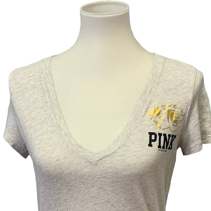 Mizzou Columbia Tigers Womens Medium Pink 5th &amp; Ocean V-Neck Cotton Blend Tee