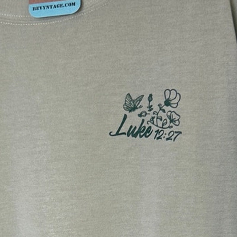 New Hand Printed Mens XL Consider How The Wildflowers Grow Short Sleeve T Shirt