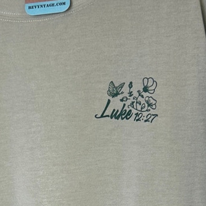 New Hand Printed Mens XL Consider How The Wildflowers Grow Short Sleeve T Shirt