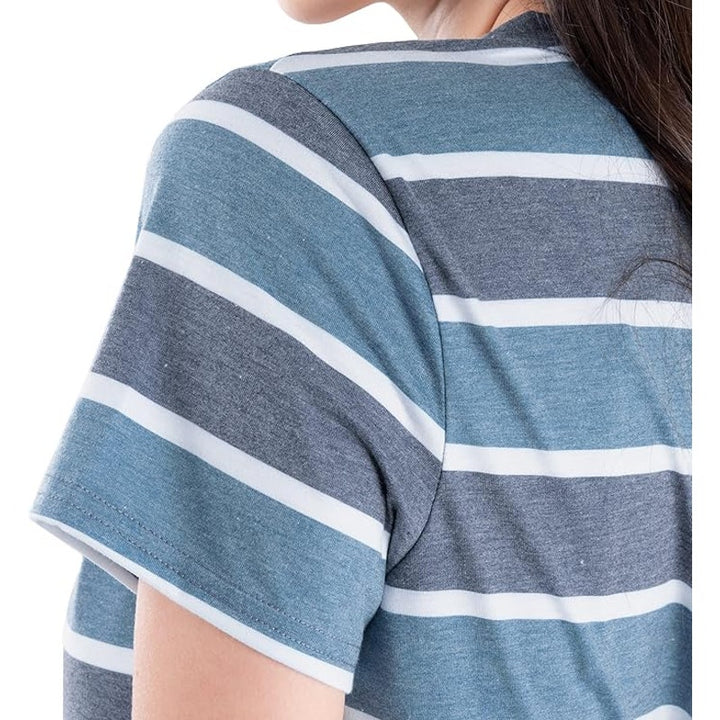 Fruit of the Loom Womens Medium Striped Short Sleeve T Shirt Pajama Pants Set