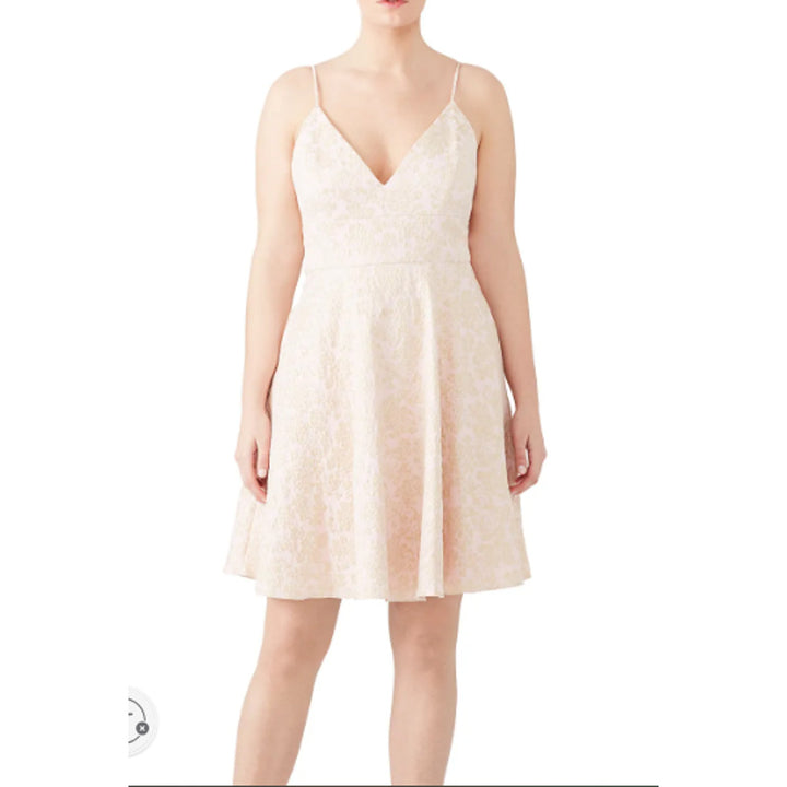 Badgley Mischka Womens Size 16 Pink Gold Golden Hue Strappy Deep V Mini Dress