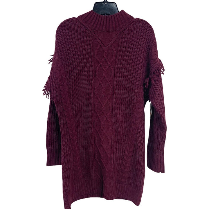 NWT New American Rag Cie Juniors Small Wine Red Long Sleeve Knit Sweater Dress