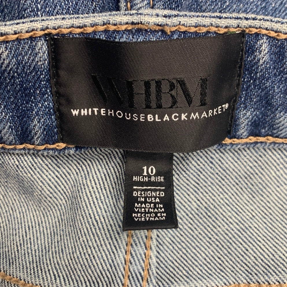WHBM Womens Size 10 High Rise Med Wash Straight Leg Denim Blue Jeans w Pockets
