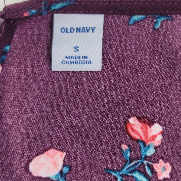 Old Navy Womens Small Long Sleeve Plum Floral 100% Polyester Sheath Dress
