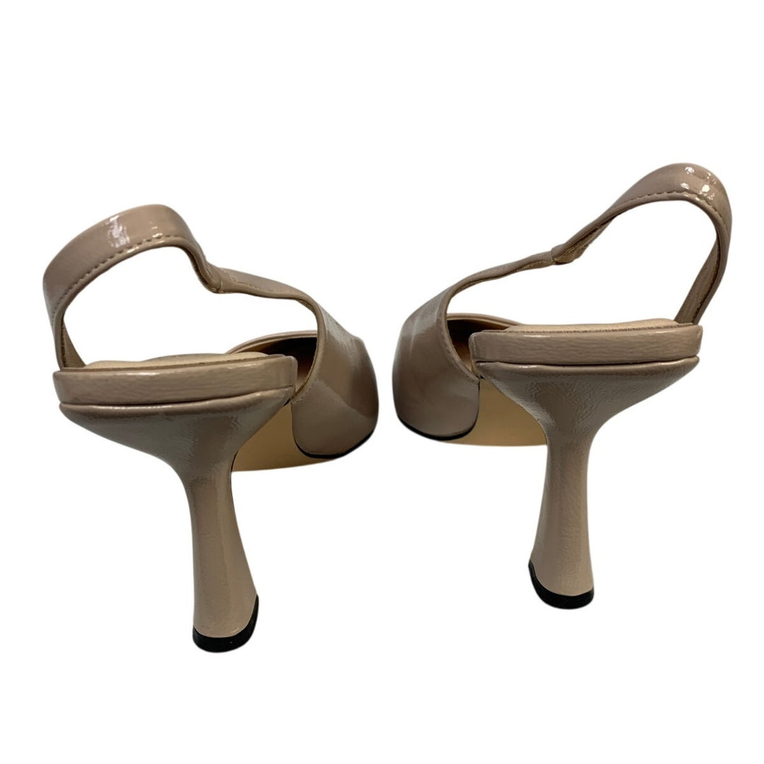 Coutgo Womens Size 9 Tan Khaki 3.5" Heels Closed Pointed Toe Slingback Shoes