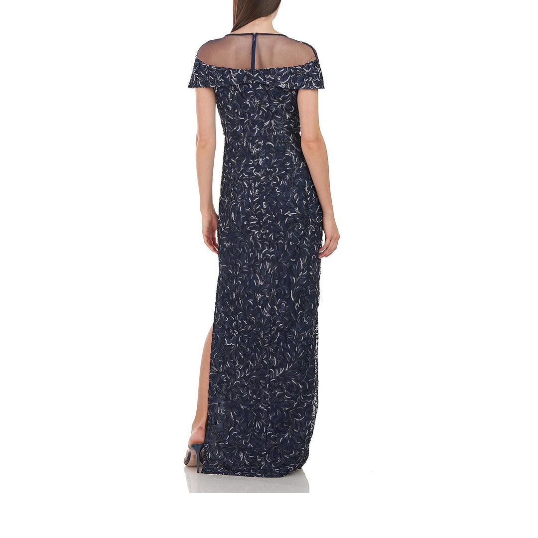 JS Collections Womens Size 2 Reese Twist Column Short Sleeve Lined Maxi Dress
